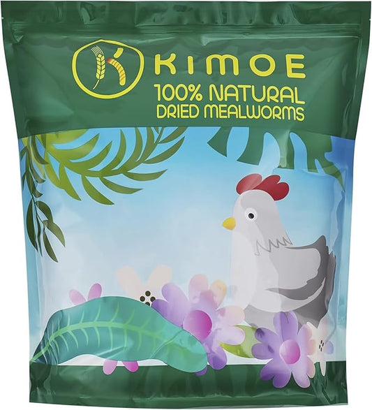 kimoe Non-GMO Bulk Dried Mealworms 5lbs Bag for Chickens, Ducks & Wild Birds — 100% Natural High-Protein Feed to Boost Egg Production, Feather Health & Immunity