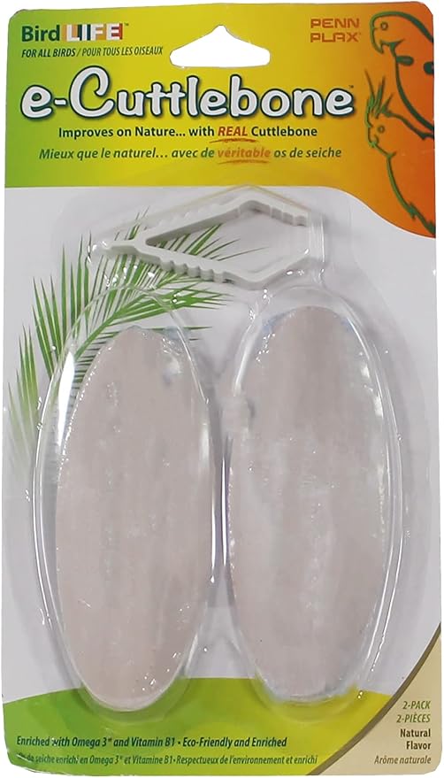 Penn-Plax Bird-Life (BA655) Natural E Cuttlebones | Enriched with Omega 3 and Vitamin B1 | Great for All Birds | 2 Cuttlebone Treats per Package