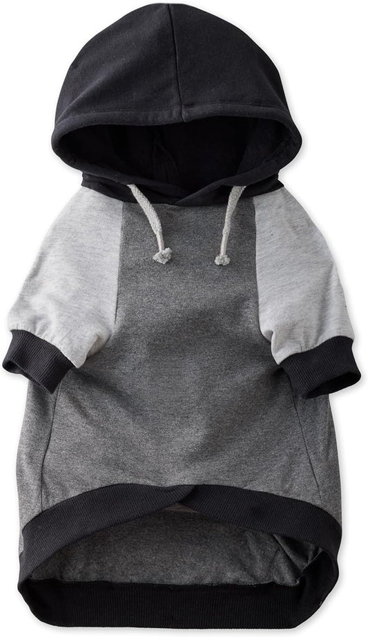 Rocky – The Orginal Lightweight Hooded TEE 100% Organic Cotton Dog Hoodie Pet Coat Sweater for Small, Medium, Large Dogs, Black Color Block, Large