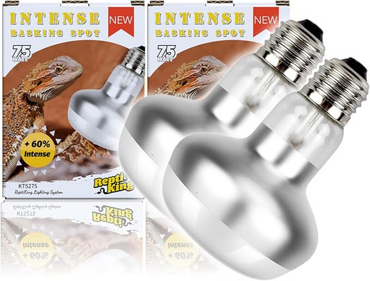 Reptile Heat Lamp, 2 Pack 75W Intense Basking Bulbs Light for Reptiles, UVA Daylight Basking Light for Bearded Dragon, Lizard, Gecko,Turtle, Reptile Heat Bulb