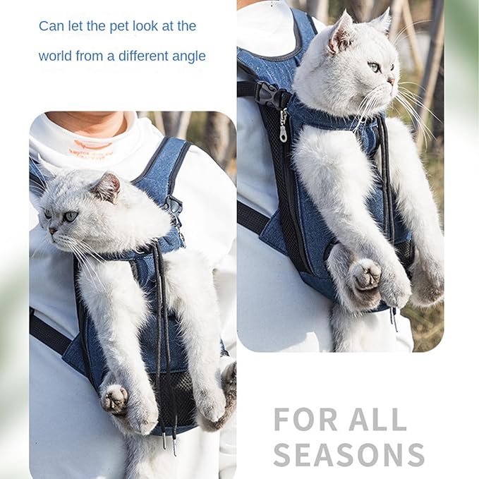 Portable Pet Carrier Backpack, Adjustable Pet Front Cat Dog Carrier Backpack Travel Bag for Small Medium Dogs Cats Puppies, Cat Backpack Carrier for Hiking Cycling (E, XL)