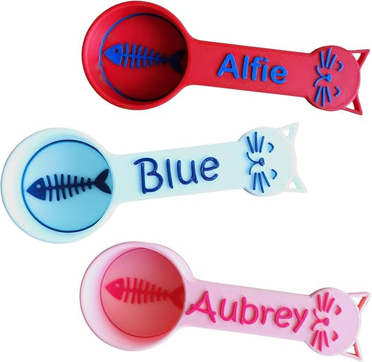 Personalized Cat Food Scoop, Cat Food Measuring Cup with Name, Kibble Scoop (14 oz - 1 3/4 cups)