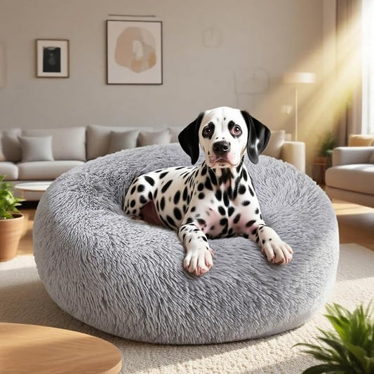Nisrada Dog Bed for Small Medium Large Dogs, 24 inch Calming Dogs Bed, Washable-Round Cozy Soft Pet Bed for Puppy and Kitten with Slip-Resistant Bottom