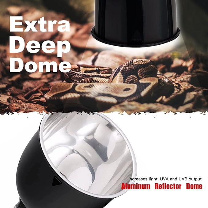 Reptile Light Fixture, 2-Pack 5.5'' Deep Dome for Reptile Light/Heat Lamp/UVB Light, Dual Heat Lamp Holder Fixtures