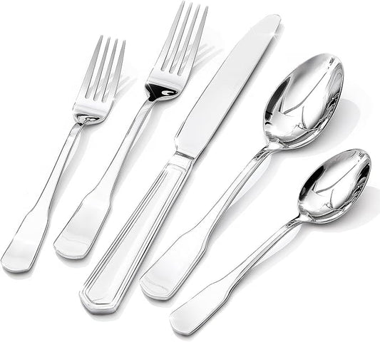 HIKAA Premium Silverware Set, Stainless Steel Flatware Set with Wide-Based Handles for Comfort & Durability, Forks & Spoons Cutlery Silverware Set (40PCS)