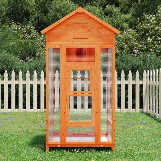 Wooden Bird House Bird Cage, Bird Flight Cages Parrot Cage for Parakeet, Lovebirds, Ringneck, Cockatiels, 36"x20.9"x66.9" Solid Wood Pine,-421