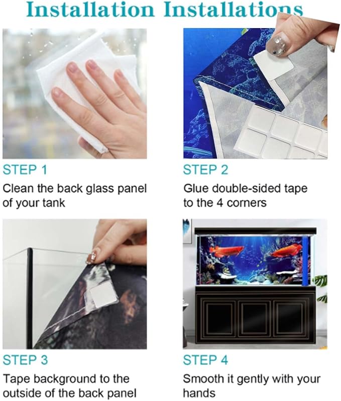 30X18IN Starry Aquarium Background, Art Starry Fish Tank Decorations Background, with 8 EVA Double-Sided Tape