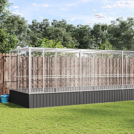 Galvanized Steel Large Flight King Bird Cage with Extension, Steel Outdoor Aviary, Outdoor Indoor Large Bird Cage Aviary Pet House for Cockatiels African Parakeets, 490.6"x81.5"x83.5",-314
