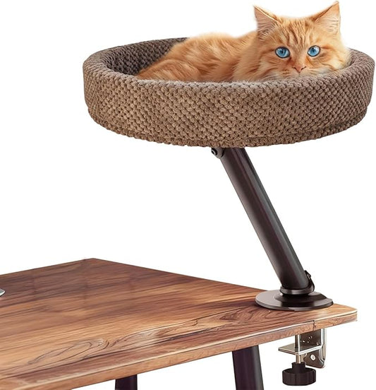 Simcat Modern Desk Cat Bed for Indoor Cats, Removable Study Office Game Tables Cat Desk Bed, Small Day Kitten Adjustable Pet Nest Bed
