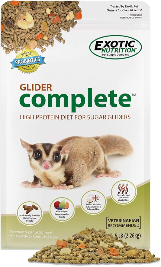 Exotic Nutrition Glider Complete 5 lb | Natural Fruit Bits | Sugar Glider Food