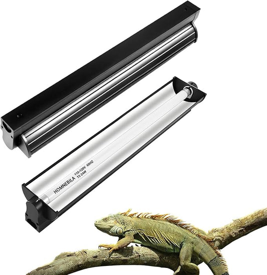 T5 10.0 UVB Reptile Light Fixture, T5 UVA UVB Light Tube Lamp Blub 24W 22" for Bearded Dragon, Tortoise,Desert Lizards,Leopard Gecko,Reptile & Amphibian Lamp