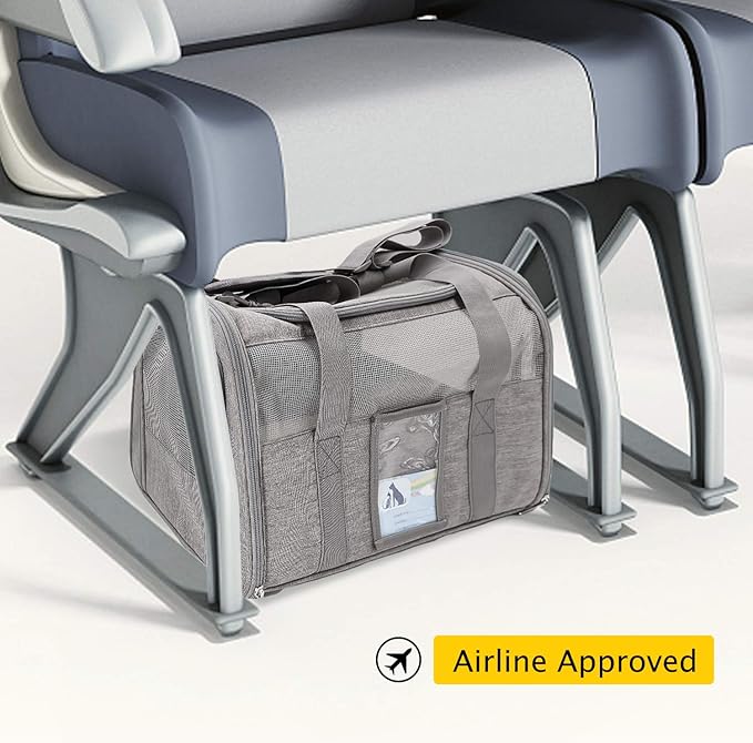 Refrze Cat Carrier,Dog Carriers for Small Dogs Medium Cats Pet Carrier up to 15 Lbs, TSA Airline Approved Cat Carrier Soft, Cat Dog Crate Travel Bag,Grey