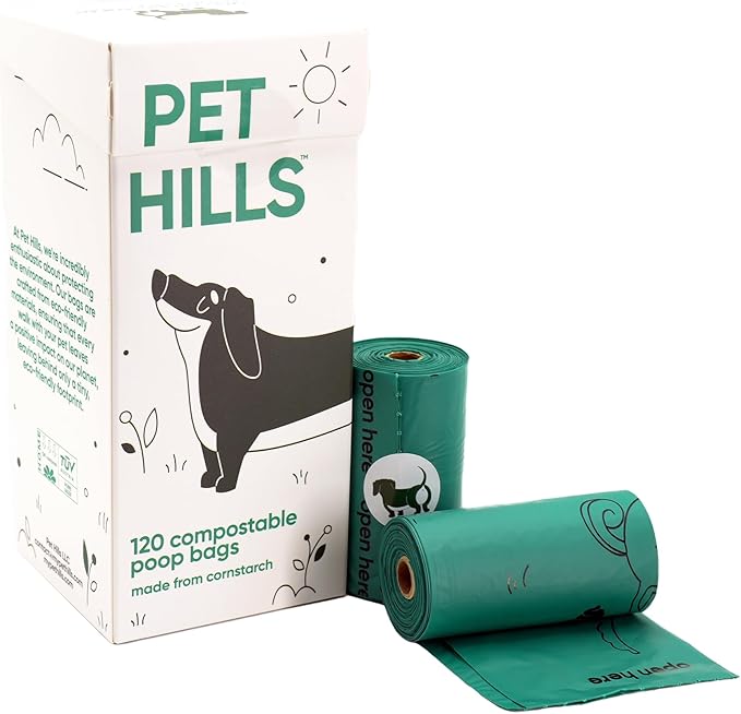 Compostable Dog Poop Bags – 120 Count Refill Rolls, TÜV OK Compost HOME Certified, Plant-Based Materials, Leakproof, Unscented, Extra Thick, Fits All Dispensers