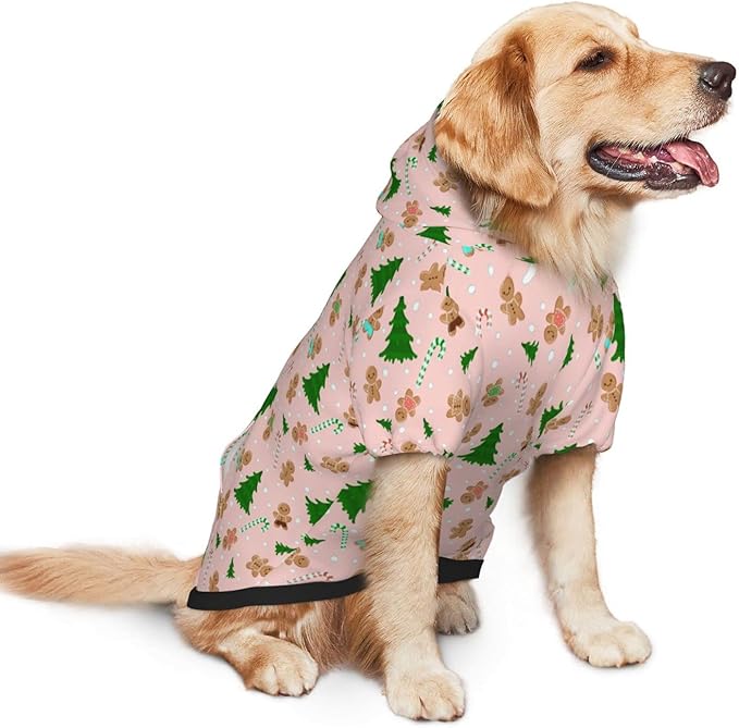 Christmas Gingerbread Men Hoodie,Christmas Cosplay Dog Clothes with Pocket and Hat Winter Clothes Sweaters Xx-Large