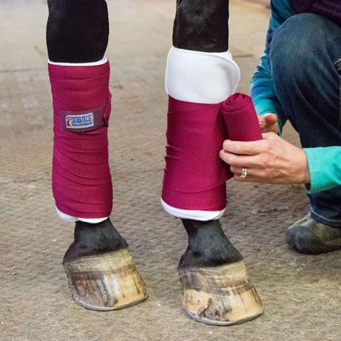 Dura-Tech Standing Wraps for Horses | Color Navy | Optimal Comfort & Support | Ideal for Post-Exercise & Trailering | Right Tension Application | Secure Closure