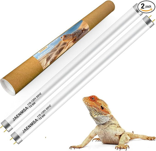 T5 10.0 UVB Reptile Light Bulbs 8W, UVA UVB HO Light Bar Bulbs 12 Inch for Reptiles,Bearded Dragon, Leopard Gecko,Tortoise,Reptile & Amphibian Replacement Tube Lamp 2 Pack