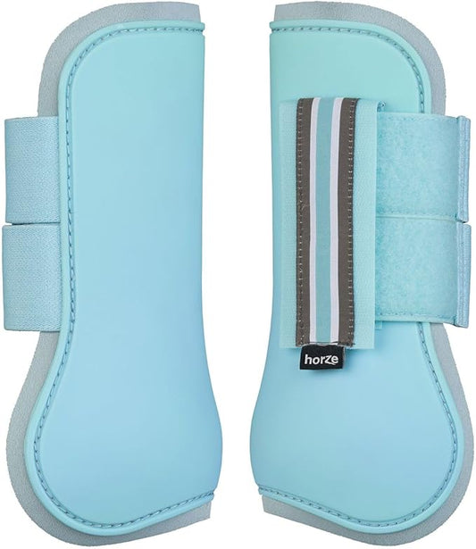 HORZE Adepto Open Front Tendon Boots | Durable Shell with Neoprene Lining - Canal Blue - Horse