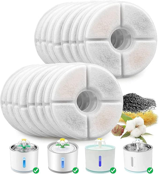 Cat Water Fountain Filters,16 Pack Pet Fountain Replacement Filters/Cat Fountain Filter for 81oz/2.4L Flower Cap Cat Fountain-Automatic Water Dispenser Drinking Fountain