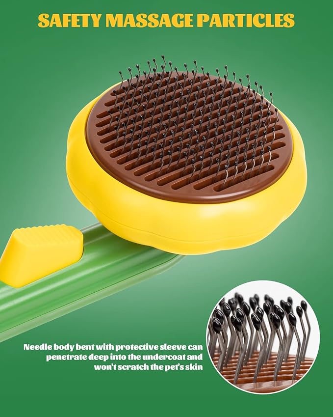 Cat Slicker Brush, Self Cleaning Brush for Short or Long Haired Cats and Dogs, Pet Shedding and Grooming Tool for Remove Loose Hair, Fur, Undercoat, Mats, Tangled Hair, knots