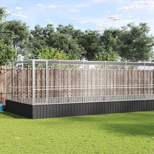 Galvanized Steel Large Flight King Bird Cage with Extension, Steel Outdoor Aviary, Outdoor Indoor Large Bird Cage Aviary Pet House for Cockatiels African Parakeets, 285.4"x120.9"x83.5",-316