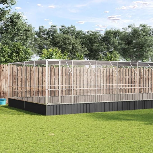 Large Bird Aviary with Extension, Outdoor Galvanized Steel Bird Cage, Galvanized Steel Outdoor Bird Aviary, Mesh Fence Bird House for Small Animals, 327.6"x163"x83.5"