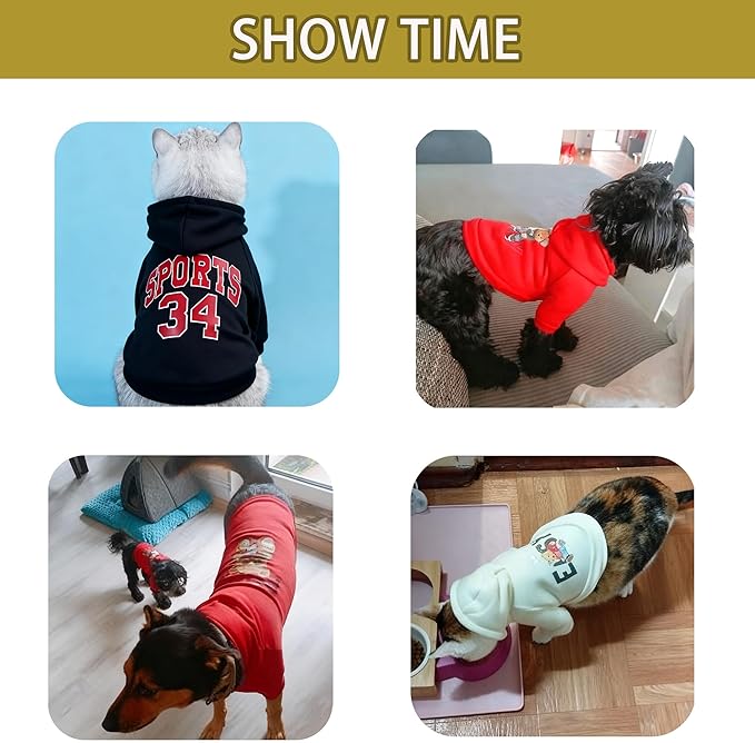 Custom Dog Hoodie, Personalized Sweatshirt with Photo Text Name Logo, Customized Hooded Sweater for Small Medium Large Dogs & Cats (Black, X-Small)