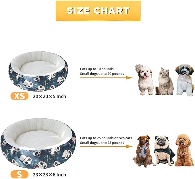 Circular Calming Dog & Cat Bed Anti-Anxiety Washable with Anti Slip Backing Donut Cuddler with Cute Jacquard Patterns for Cat and Small Puppy (XS-20in, Peking Opera)