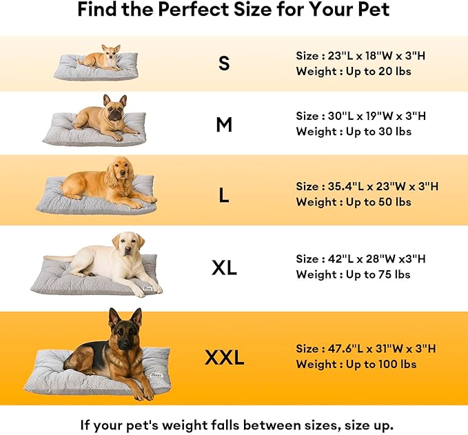 FUNNY FUZZY 2 in 1 Dog Bed Crate Pad Mat, Washable Reversible Floor Pet Mats,Fluffy Kennel Pad for Small Large Sized Dog,Indoor Cats,Sleeping Mattress, 23.6" × 17.9", Light Grey