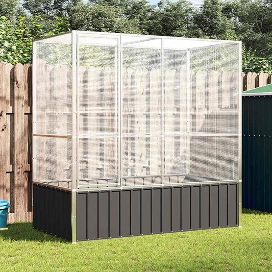 Large Metal Heavy Duty Walk-in Aviary Cage, Ample Activity Space Bird Cage with Lockable Door Also for Chickens and Rabbits, Silver 82.9"x42.1"x83.5" Steel,-510