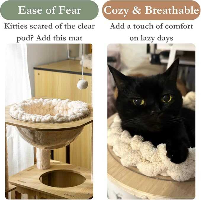 Cat Knitted Bed Mat, Extra-Soft Washable Warm Round Pads Cushions for Indoor Kittens, Cat Trees Towers, Perfect for Kneading and Sleeping (Ceremel, Medium)