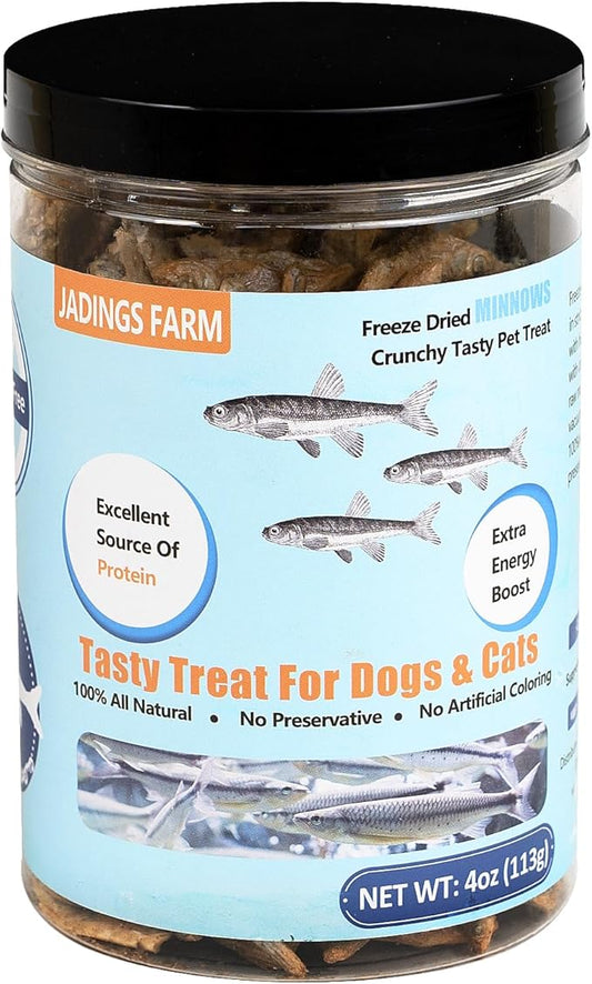 Minnows 4 oz Freeze Dried Minnows, 100% Natural Cat & Dog Treat