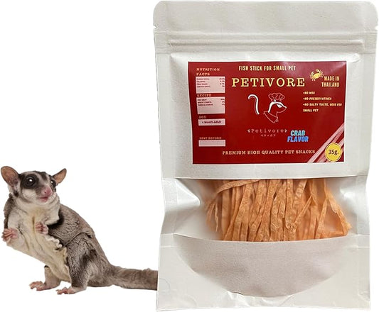 Crab Flavor - Premium Fish Snack for Sugar Glider and Small Exotic Pet - Made from Real Fish - Hamster, Squirrel, Chinchillas, Marmoset - Yummy Treats, Snacks and Food (35g)