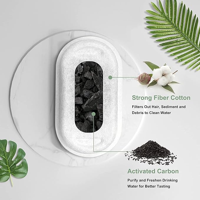 Cat Fountain Filters - 8 Filters with 8 Sponges Replacement for Stainless Steel Pet Fountain