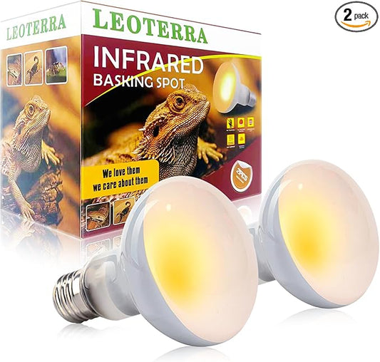 Leoterra Reptile Heat Lamp Bulb 50W 2-Pack, UVA Basking Bulb for Bearded Dragon, Tortoise, Gecko & Chameleon, E26 Base Reptile Heating Lamp for Terrarium, Long-Lasting, Applicable Thermostats 120V