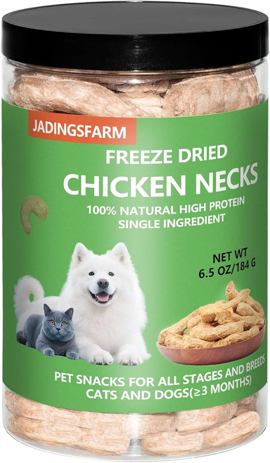 Freeze-Dried Raw Chicken Necks Dogs Treats- Single Ingredient High Protein Training Treats & Dental Chews - Grain Free, Gluten Free, 6.5 oz (Chicken Necks)