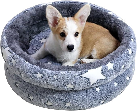 Cat Bed, Washable Cat Bed for Indoor Cats, Soft Plush Faux Fur Dog Bed, Round Pet Bed for Puppy and Kitten