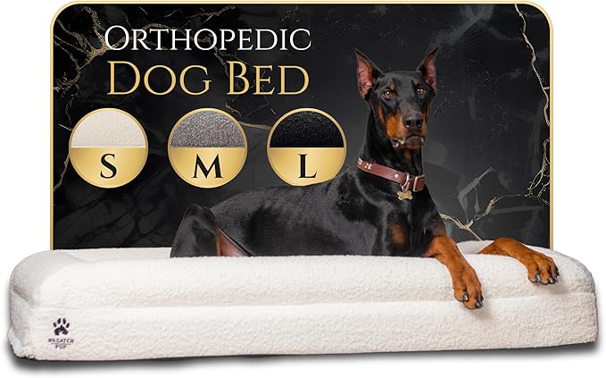 Luxury Boucle Fabric Orthopedic Large Dog Bed with Memory Foam | Breathable Comfort & Washable Dog Couch Bed with Waterproof Liner & Cover | Ideal Pet Beds for Big Dogs - Charcoal 45"x36x7