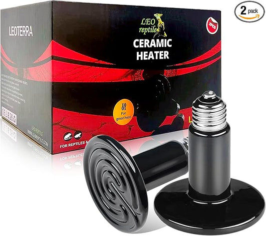 Leoterra 150w Ceramic Heat Emitter, Ceramic Heat Lamp Bulbs for Reptiles, Reptile Tank,Hedgehogs Chicken coop Heater,Dog,Cat,Strong Durable and Powerful,Gives Off No Light(150w 2-Pack)