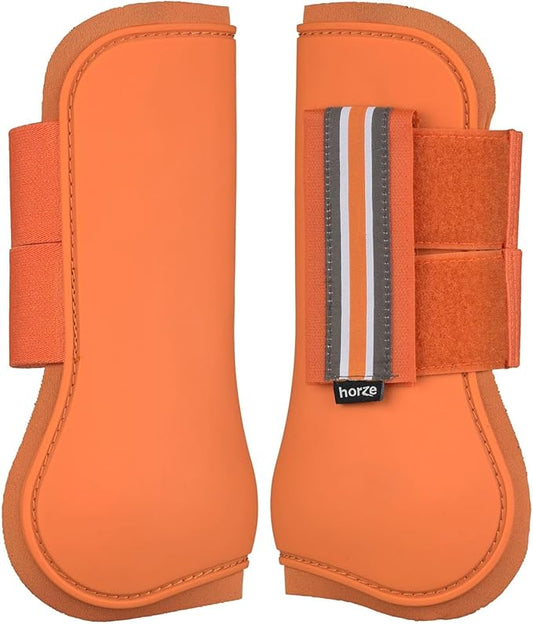 HORZE Adepto Open Front Tendon Boots | Durable Shell with Neoprene Lining - Coral Gold - Pony