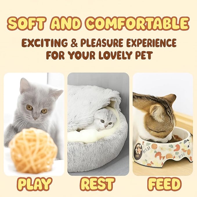 Nest Bed - Lapcatz Cat Beds for Indoor Cats, Fluffy Cat Bed Cave Plush Warm Nest for Cats (Flannel,XXL 32"x32")