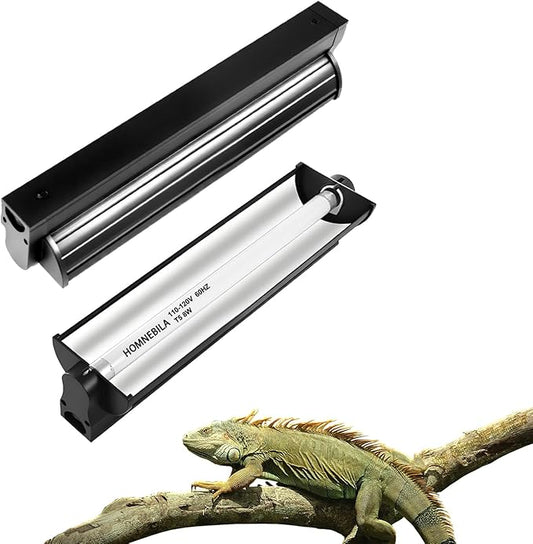 T5 10.0 UVB Reptile Light Fixture, T5 UVA UVB Light Tube Lamp Blub 8W 12" for Bearded Dragon, Tortoise,Desert Lizards,Leopard Gecko,Reptile & Amphibian Lamp