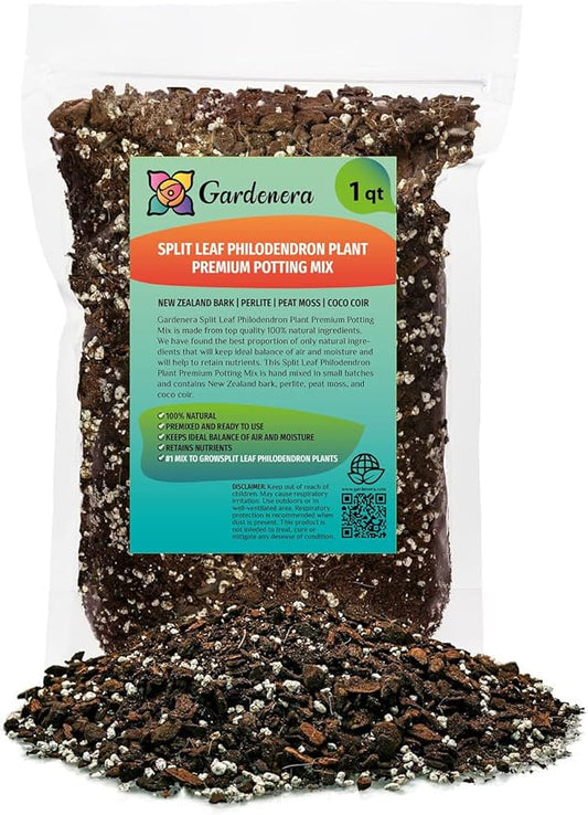 Gardenera Premium Split Leaf Philodendron Potting Mix - Hand-Crafted with Optimal Nutrients for Healthy Growth - 1 Quart