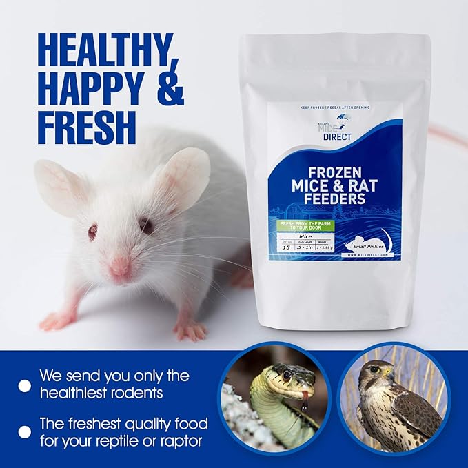 MiceDirect EST. 2003 50 Frozen Mice Combo Pack of 25 Weanlings and 25 Small Adult Feeders Snake Food for Adult Sand Boa Corn Milk Snakes (2-3 in)(800 Grams Min)