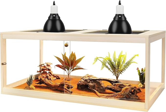 Prolee 81 Gallon Reptile Terrarium Tank 48 Inch Lizard Tank Bearded Dragon Tank with Metal Mesh Roof Door, Snake Tank with Lock Design, 48" Length