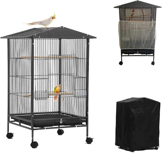 Parakeet Cage,Birdcage,Large Bird Cage Covers for Night,Parakeet Toys,Parrot Cage Accessories, for Finch,Cockatiels,Conure Bird,Budgie,Pigeon,Canary,Lovebird,Small Quaker Parrot