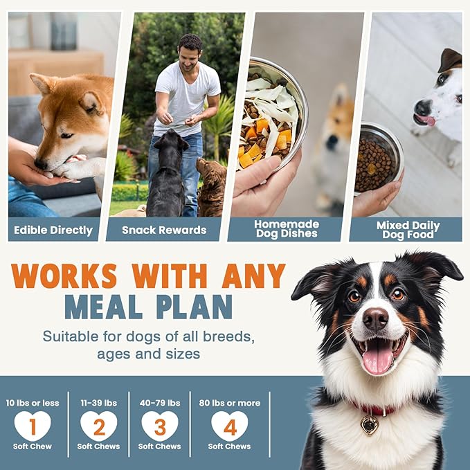 24-in-1 Dog Vitamins and Supplements 300 Ct Dogs Multivitamin Chewable Contain Chondroitin Probiotics Omega-3 Glucosamine for Dogs Skin Coat Heart Joint Gut Liver Brain Eyes Immune Support - Chicken