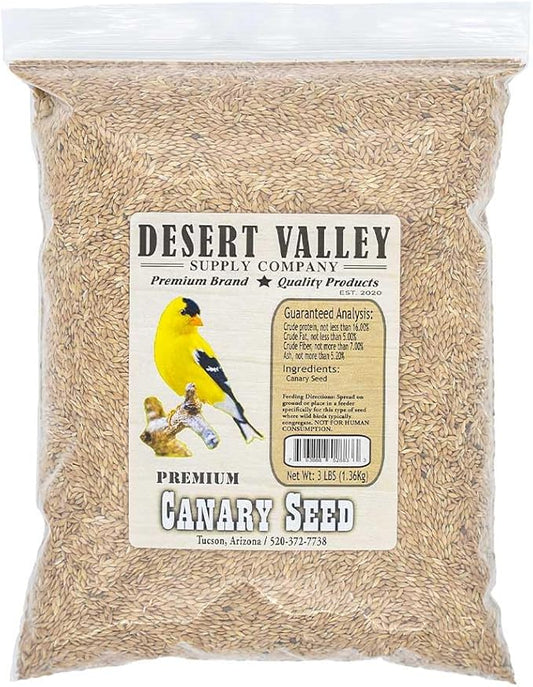 Desert Valley Canary Seed, All Natural, Non-GMO Premium Wild Bird Food for Canaries, Finch, Song Birds, Dove and More (3 Pounds)
