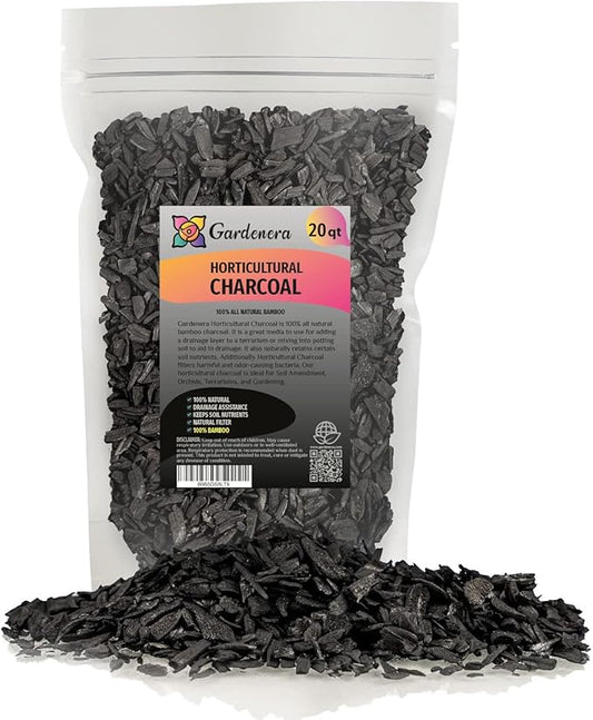 GARDENERA Horticultural Charcoal for Indoor Plants [20-Quart Bag] Black Diamond Soil Amendment for Orchids, Terrariums, and Gardening