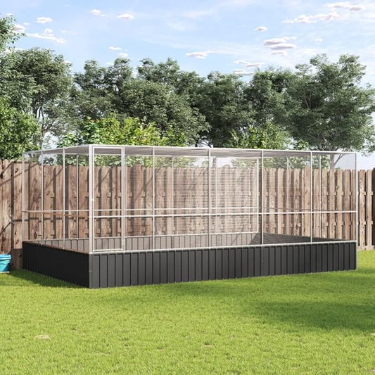 Large Bird Aviary with Extension, Outdoor Galvanized Steel Bird Cage, Galvanized Steel Outdoor Bird Aviary, Mesh Fence Bird House for Small Animals, 203.9"x120.9"x83.5"