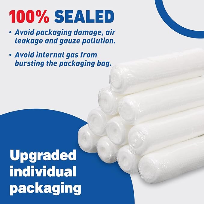 AZEN 96 Pack Gauze Rolls Bandages, 4 in x 4.1 Yards, Premium Medical Supplies & First Aid Supplies, Bandage Wrap Vet Wrap, Mummy Wraps